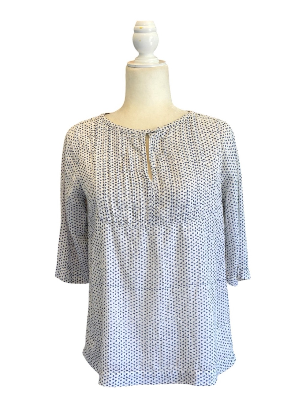 Women's White and Navy Dot Short Sleeve Tee